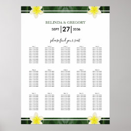 Gult Frangipani Plumeria Bröllop Sittdiagram Poster