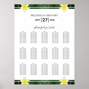 Gult Frangipani Plumeria Bröllop Sittdiagram Poster