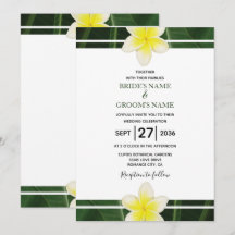 Gult Frangipani Plumeria bröllopsinbjudningar