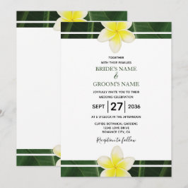 Gult Frangipani Plumeria bröllopsinbjudningar Inbjudningar