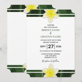 Gult Frangipani Plumeria bröllopsinbjudningar Inbjudningar
