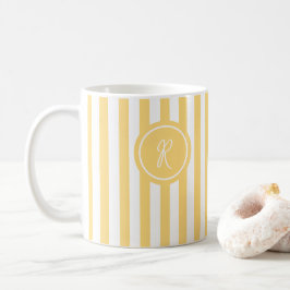 Gult Fransk Beach Rand Personlig Monogram Kaffemugg
