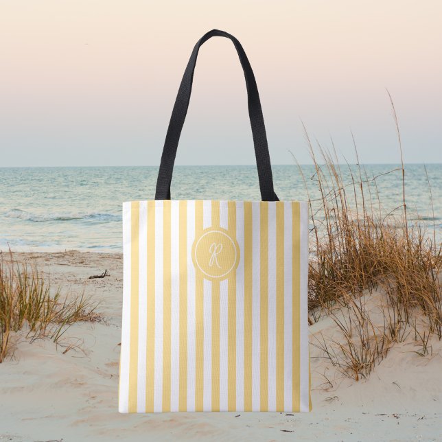 Gult Fransk Beach Rand Personlig Monogram Tygkasse (Skapare uppladdad)