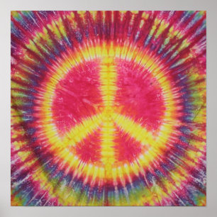 Gult Fredstecken Tie Dye Poster