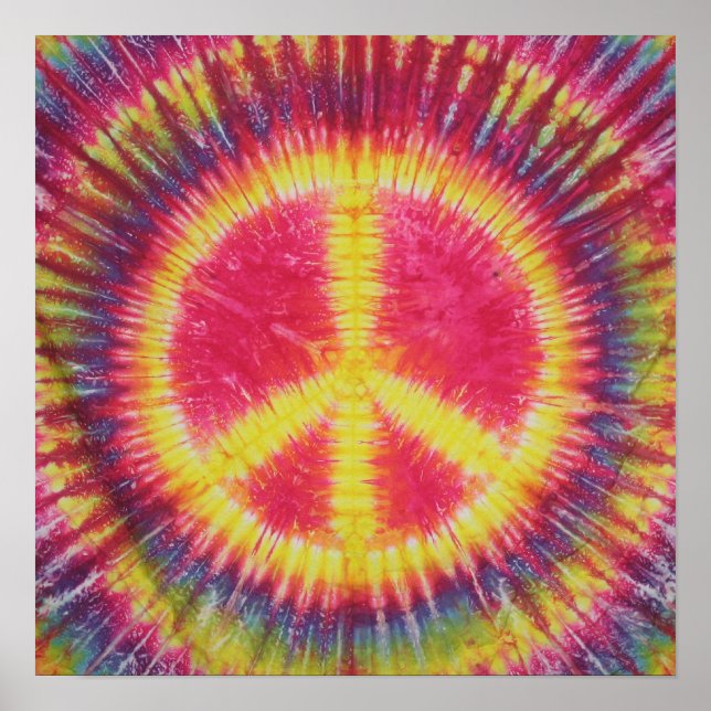 Gult Fredstecken Tie Dye Poster (Framsidan)