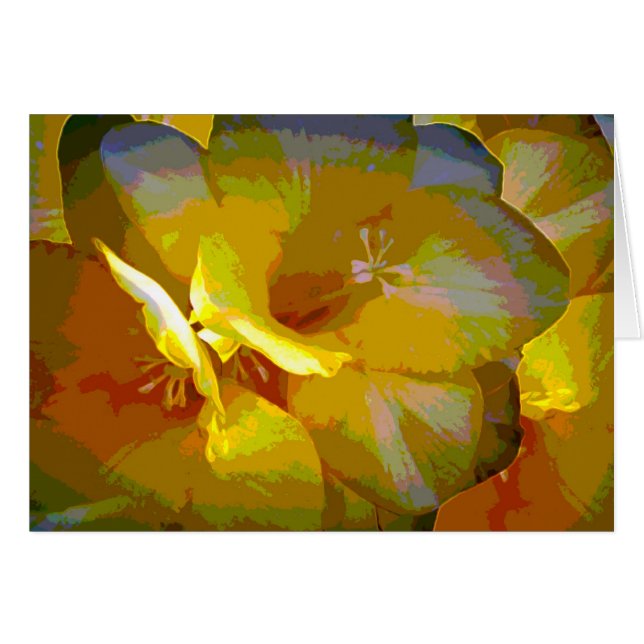 Gult Freesia Digital Manipulation Hälsningskort (Framsidan Horizontal)
