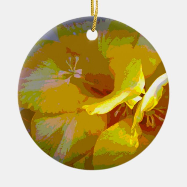 Gult Freesia Digital Manipulation Ornament (Framsidan)