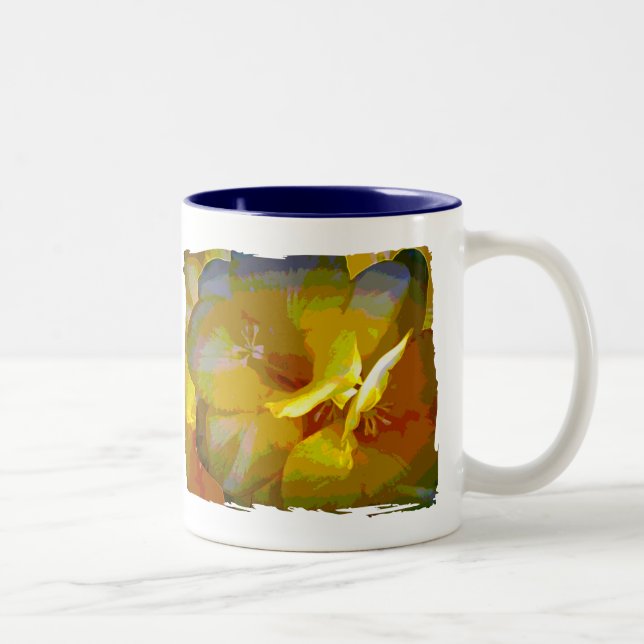Gult Freesia Digital Manipulation Två-Tonad Mugg (Höger)