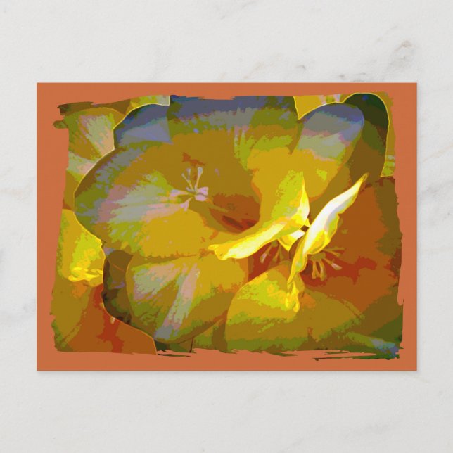 Gult Freesia Digital Manipulation Vykort (Framsida)