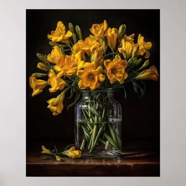 Gult Freesia Flowers Art Print Poster (Framsidan)