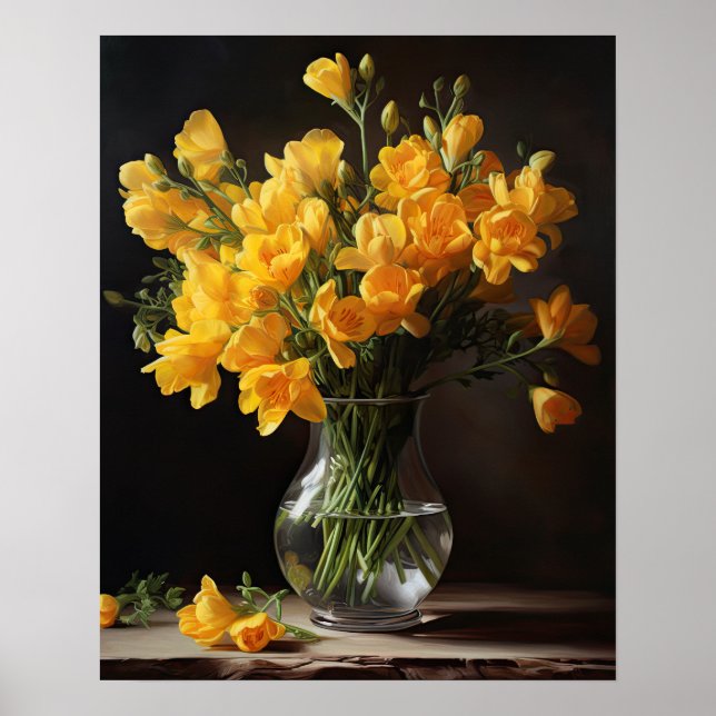 Gult Freesia Flowers Art Print Poster (Framsidan)
