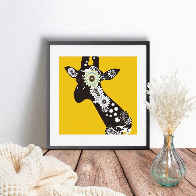 Gult Funky Coola Paisley Giraffe Funny Animal Poster (Skapare uppladdad)