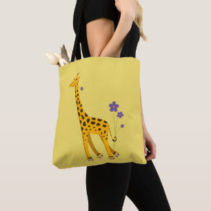Gult Funny Roller Skating Giraffe Tygkasse