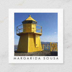 Gult fyr Islandet Fotoressturism Fyrkantigt Visitkort