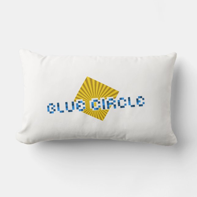 Gult fyrkant med ram och motsatt pixeltext lumbarkudde (Framsida)