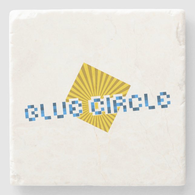 Gult fyrkant med ram och motsatt pixeltext stenunderlägg (Framsidan)