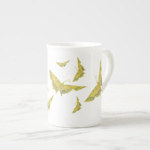 Gult Gamle World Swallowtail Butterfly mönster Benporslin Mugg