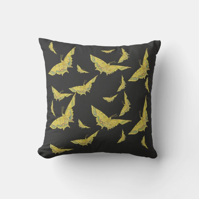 Gult Gamle World Swallowtail Butterfly mönster Kudde (Framsida)