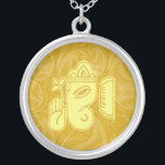 Gult Ganesha Sterling silver Necklace Silverpläterat Halsband<br><div class="desc">Fin Ganesha Design Sterling silver Necklace. Underbar som bröllopsförmån,  bröllop-gåva,  födelsedagspresent eller helgdag. Ändra färg i bakgrunden om du vill. Du kan lägga till text/färg i ditt namn.</div>