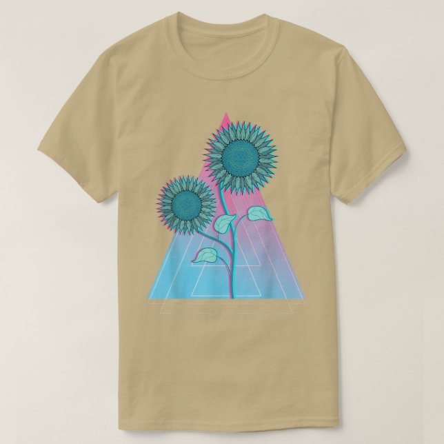 Gult Garden Flower Synthwave Blommigt Vaporwave Su T Shirt (Design framsida)