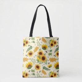 Gult Garden Sunblommhoney Bees Tote Bag Tygkasse