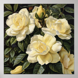 Gult Gardenia Flowers Art Print Poster