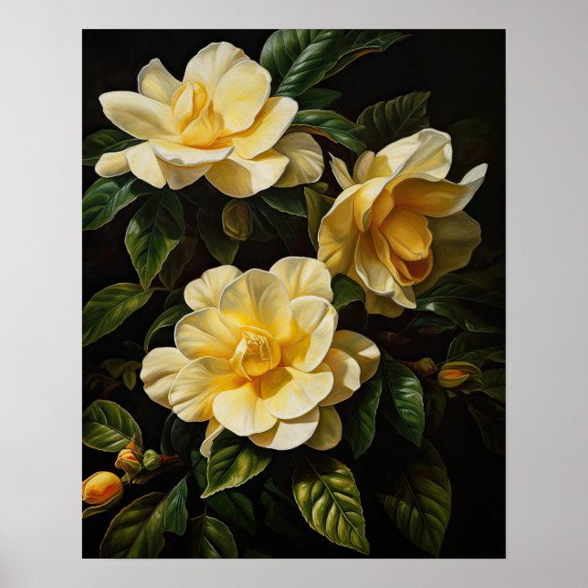Gult Gardenia Flowers Art Print Poster (Framsidan)