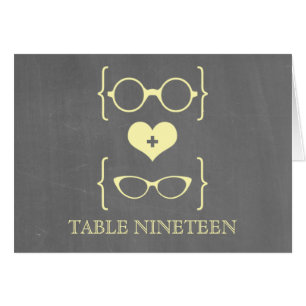Gult Geeky Glass Chalkboard-Bordsnummer Hälsningskort
