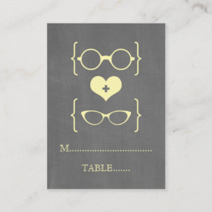 Gult Geeky Glass Chalkboard-platskort Placeringskort
