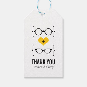 Gult Geeky Glasses Gift Märkres Presentetikett