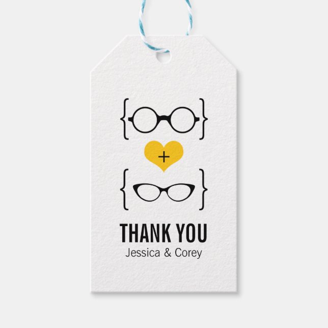 Gult Geeky Glasses Gift Märkres Presentetikett (Framsidan)