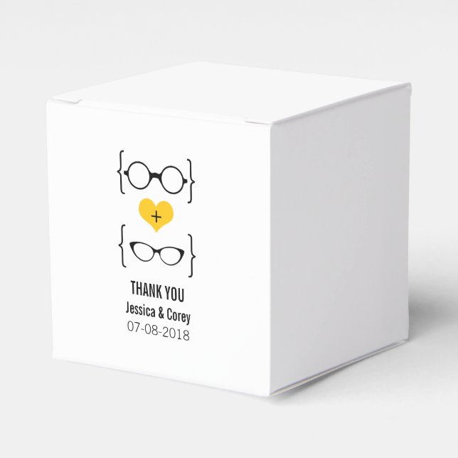 Gult Geeky Glasses Wedding Favor Boxes Presentaskar (Framsidan Sidan)