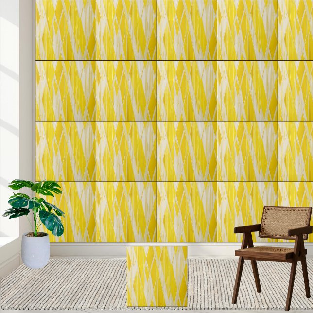 Gult Geometric Diamond Mönster keramik Tile Kakelplatta (Yellow Geometric Diamond Pattern Ceramic Tile)