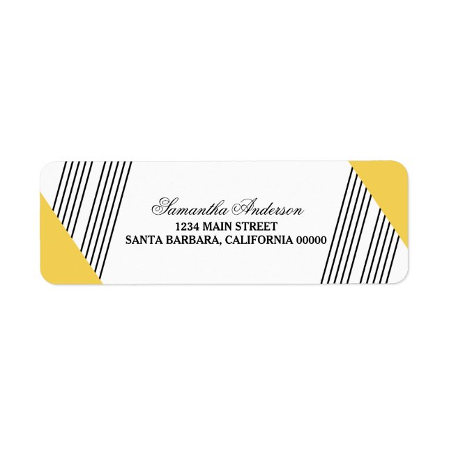 Gult Geometric Rand Adressetiketters Returadress Etikett (Framsidan)