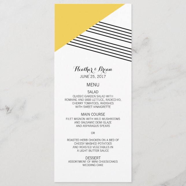 Gult Geometric Rand Bröllop Menu Meny (Framsida)