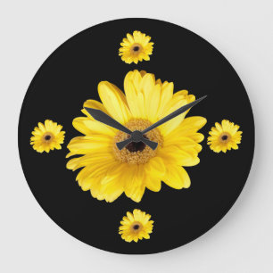 Gult Gerber Daisy-fotografier Stor Klocka
