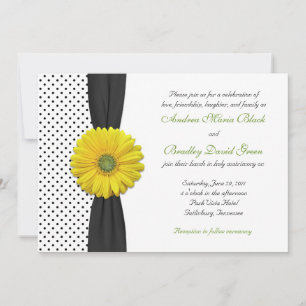 Gult Gerber Daisy Polka Dot Wedding bjudande in Inbjudningar