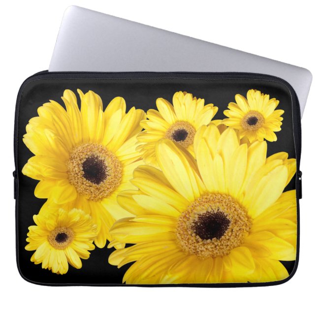 Gult Gerber Daisy stäng foton Laptop Fodral (Framsidan)