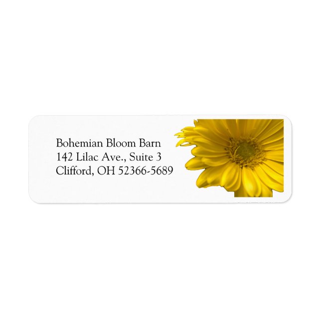 Gult Gerbera Daisy Adressetikett Returadress Etikett (Framsidan)