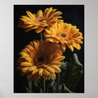Gult Gerbera Daisy Art Print Poster