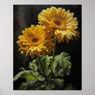 Gult Gerbera Daisy Art Print Poster