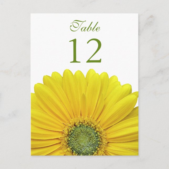 Gult Gerbera Daisy Bordsnummer Card (Framsida)