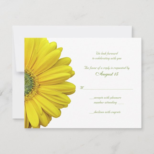 Gult Gerbera Daisy Bröllop svarskort OSA Kort (Framsida)