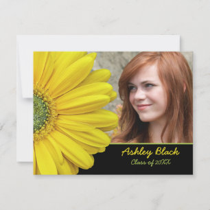 Gult Gerbera Daisy Flower Photo Studenten Inbjudningar