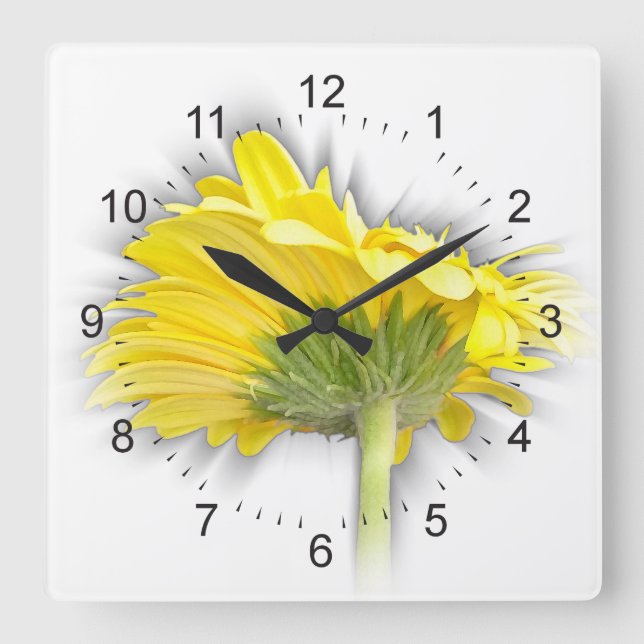 gult gerbera daisy fyrkantig klocka (Framsida)