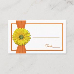 Gult Gerbera Daisy Orange Bröllop Place Card Placeringskort