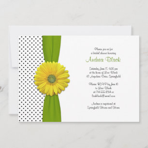 Gult Gerbera Daisy Polka Dot Möhippa Inbjudningar