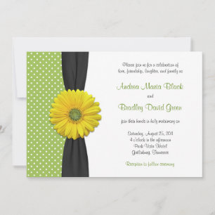 Gult Gerbera Daisy Polka Dot Wedding bjudande in Inbjudningar