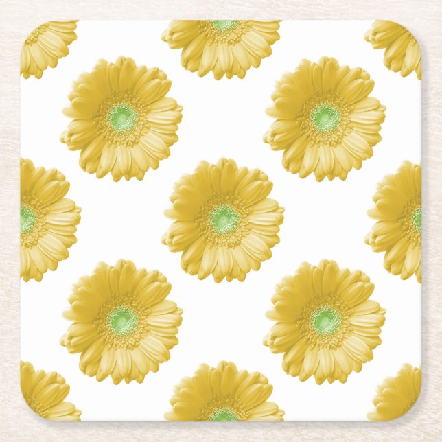 Gult gerbera daisy underlägg papper kvadrat (Framsidan)