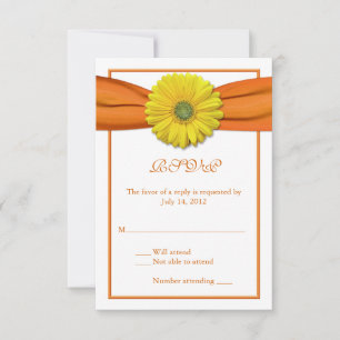 Gult Gerbera med Orange Ribbon Reply Card 2 OSA Kort